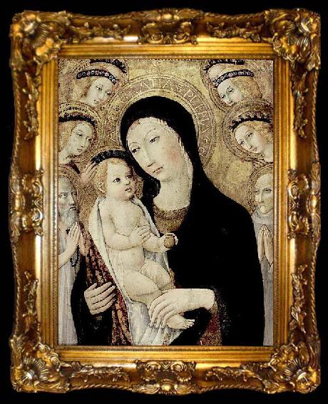 framed  SANO di Pietro Madonna and Child with Sts Anthony Abbott and Bernardino of Siena, ta009-2